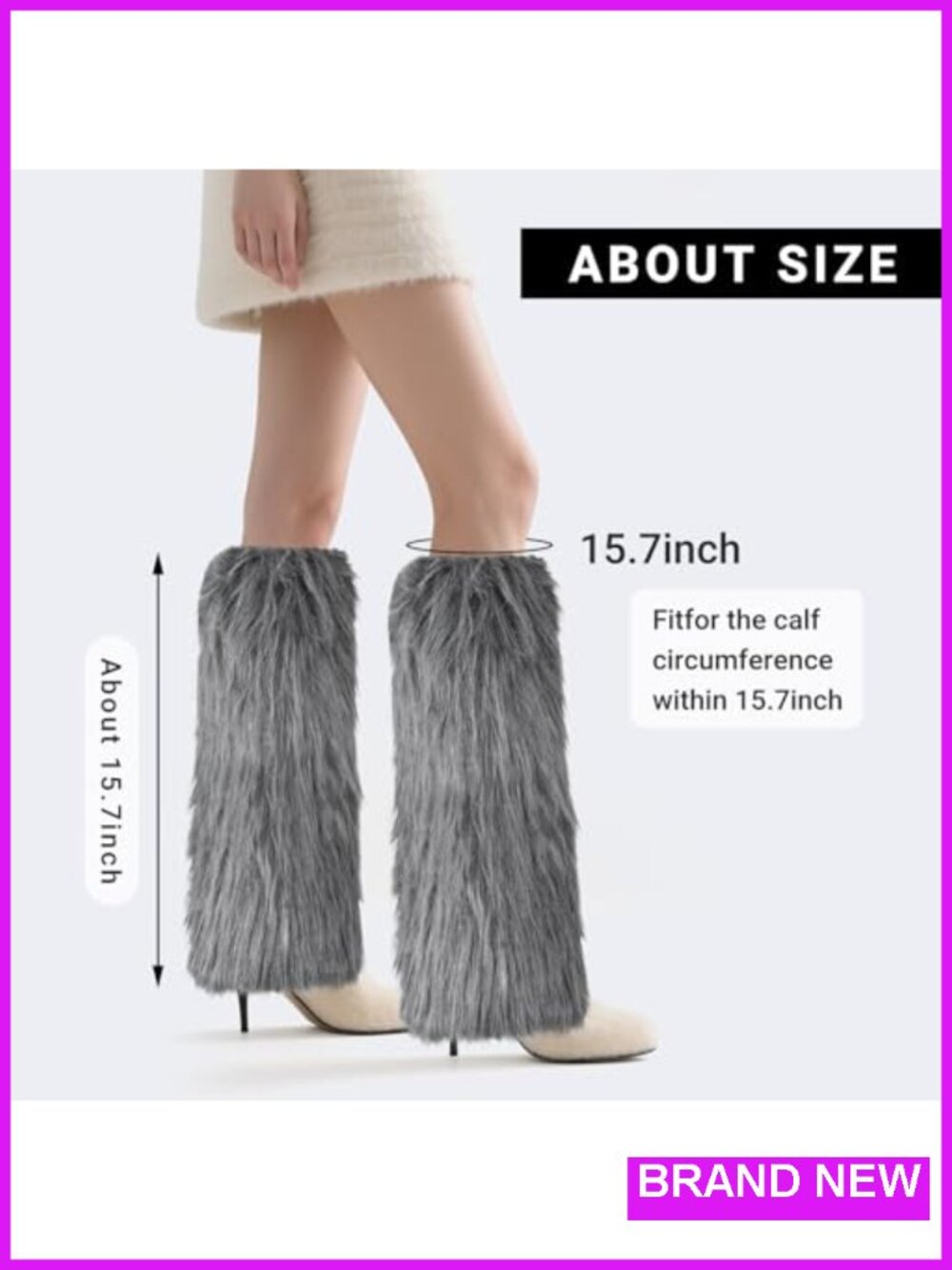 Faux Fur Fluffy Leg Warmers Fuzzy Long Boot Covers for Winter Costume - Picture 4 of 5